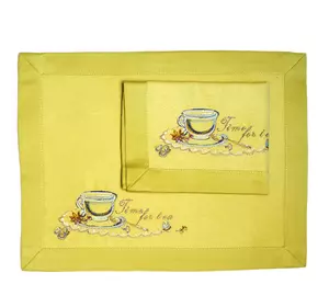 Комплект салфеток с вышивкой под тарелку "Time for tea"