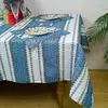 Новорічна скатертина з народним орнаментом 134x145 см, + 6 серветок, Синій Новорічна скатертина з народним орнаментом 134x145 см, + 6 серветок, Синій