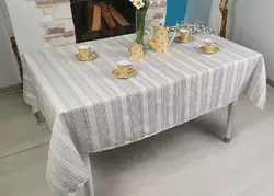 Лляна скатертина з сірим орнаментом Лляна скатертина з сірим орнаментом