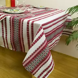 Скатертина з українською вишивкою 144, 6 + 6 серветок, 105х145 см, Червоний Скатертина з українською вишивкою 144, 6 + 6 серветок, 105х145 см, Червоний