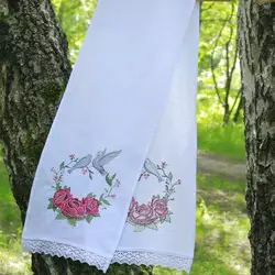 Вишитий рушник на весілля "Пара голубів" 180 см Вишитий рушник на весілля "Пара голубів" 180 см